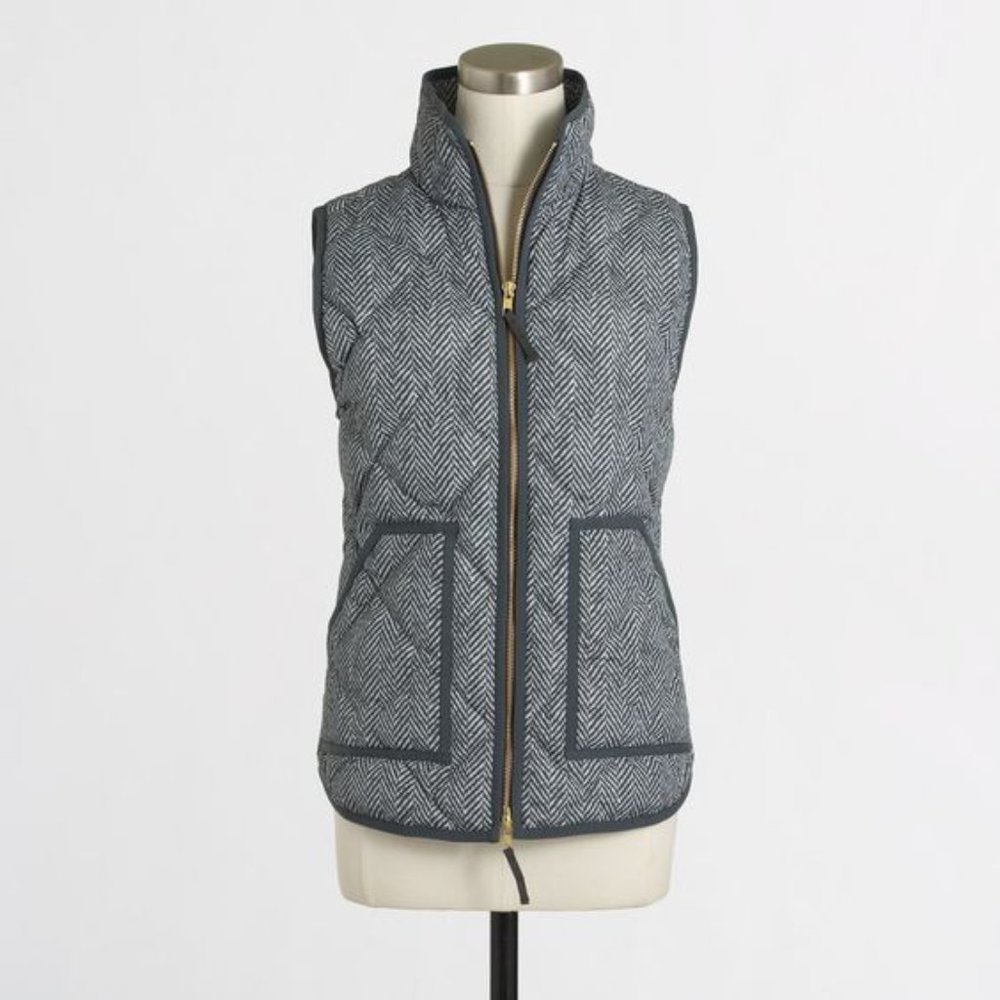 NWT J. Crew Herringbone Puffer Vest M